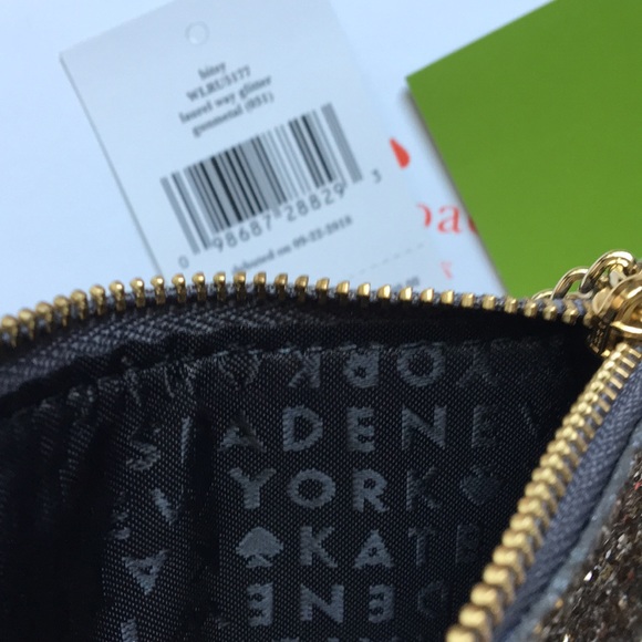Kate Spade NWT Bitsy Laurel Way Glitter Gunmetal Silver Gold teensy bits - Picture 8 of 13